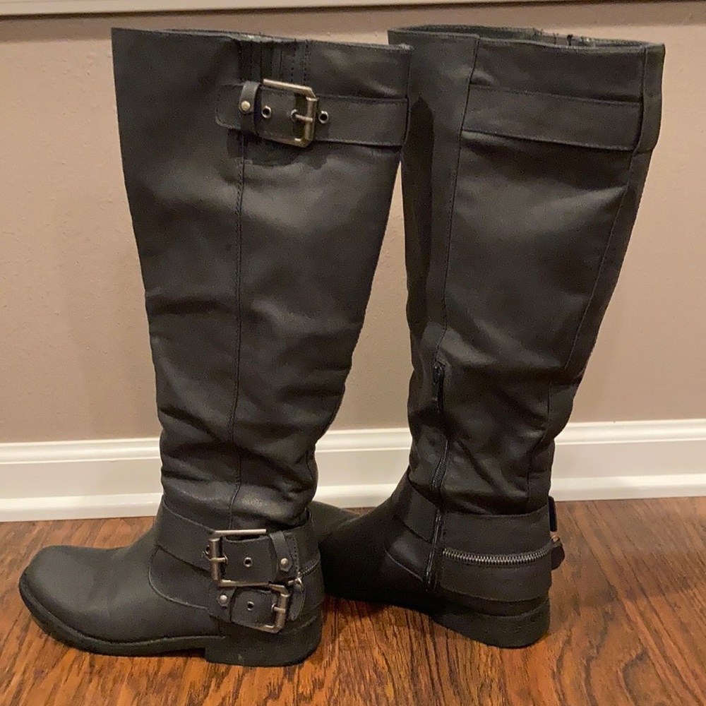 Smoked blue tall boots